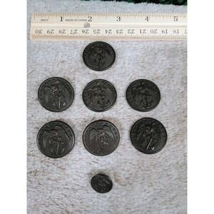 Vtg USMC Waterbury Button Co Eagle Anchor Military Buttons Set of 8 Bronze Brass